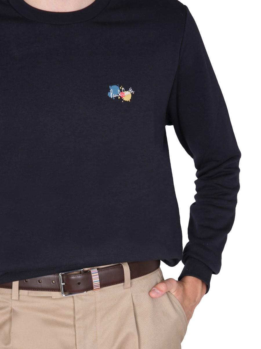 PAUL SMITH FELPA STAMPA SPLATTER IN MISTO COTONE CON LOGO RICAMATO