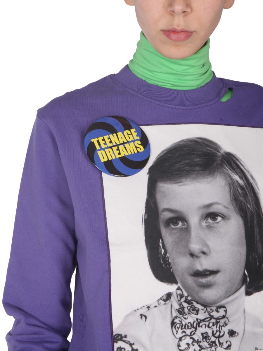 RAF SIMONS FELPA TEENAGE DREAMS IN COTONE DESTROYED