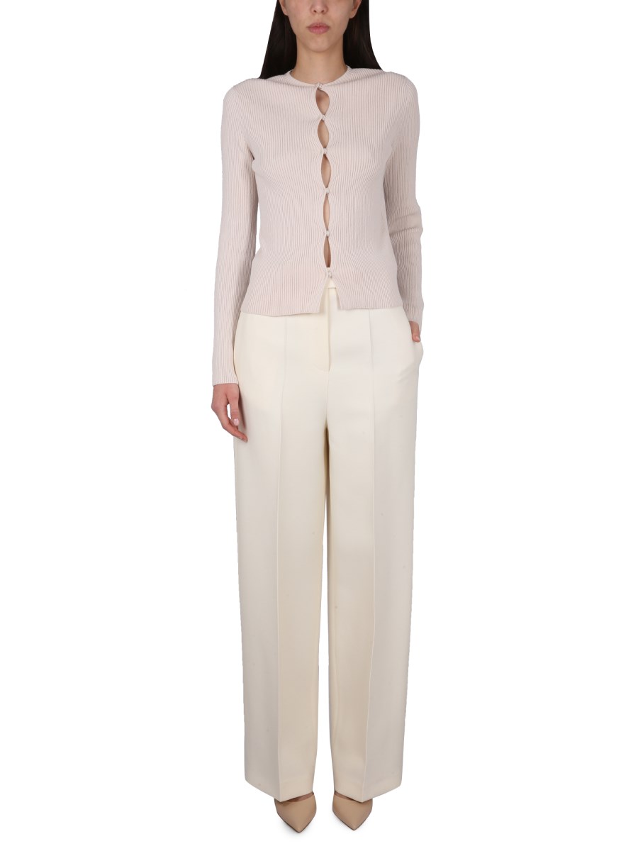 FENDI CARDIGAN IN COTONE LAVORATO A COSTINE