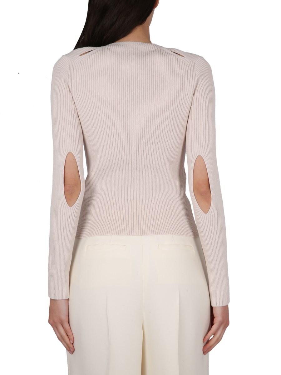 FENDI CARDIGAN IN COTONE LAVORATO A COSTINE