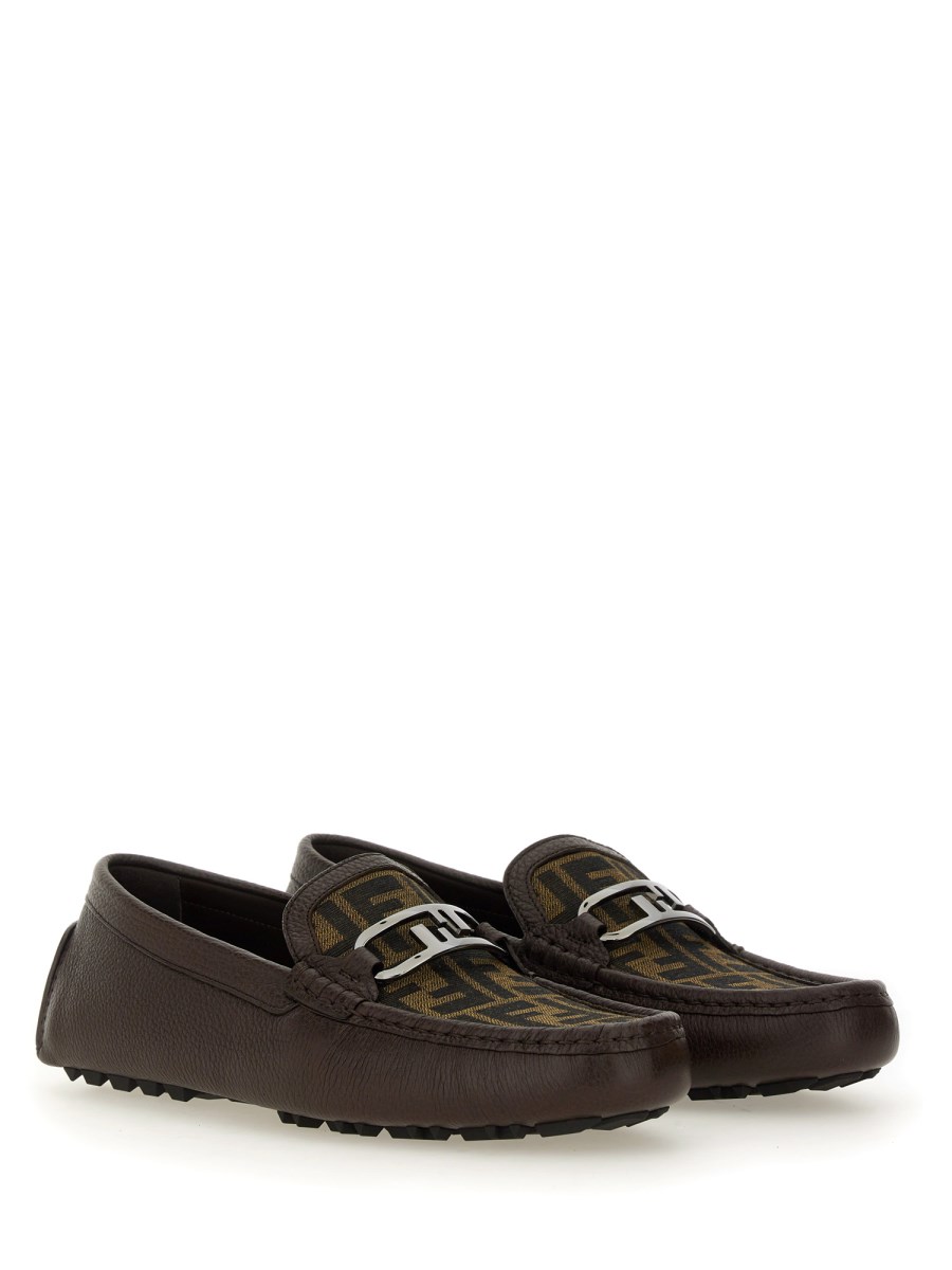 FENDI DRIVER O'LOCK IN PELLE E TESSUTO JACQUARD FF