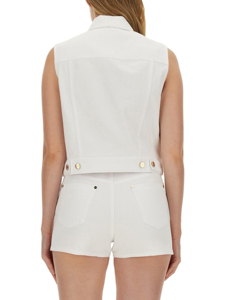 FENDI GILET IN DENIM CROPPED