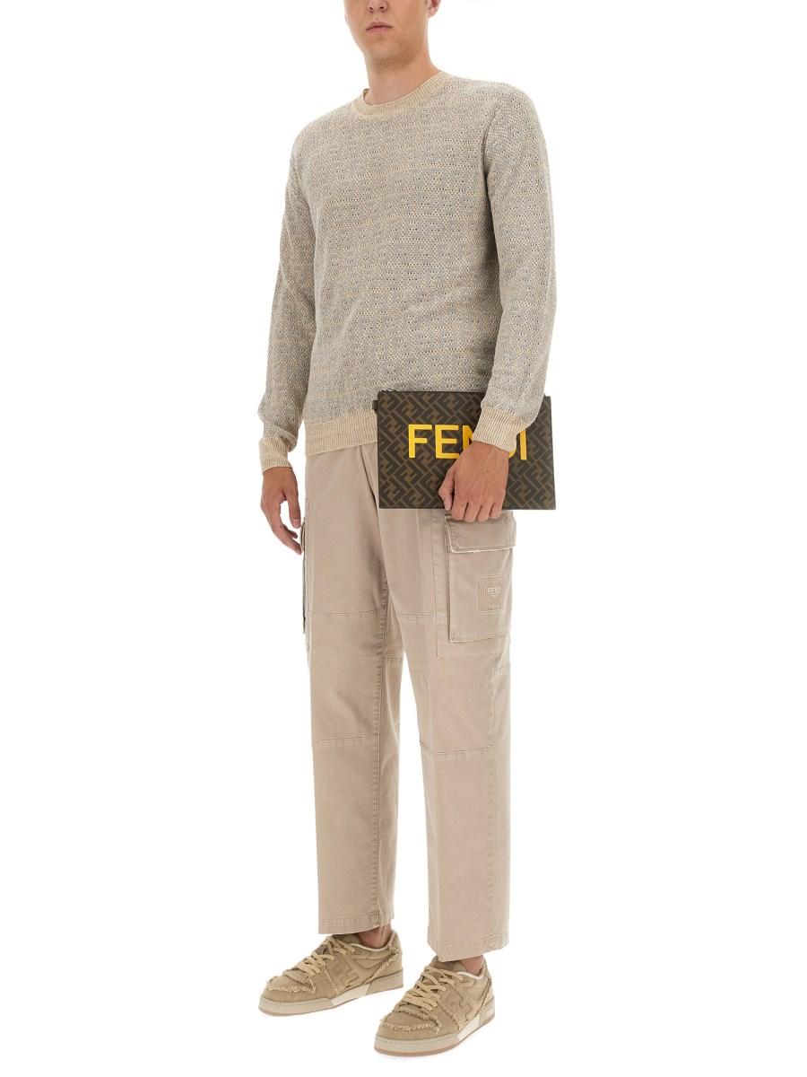 FENDI PANTALONE IN GABARDINA DI COTONE
