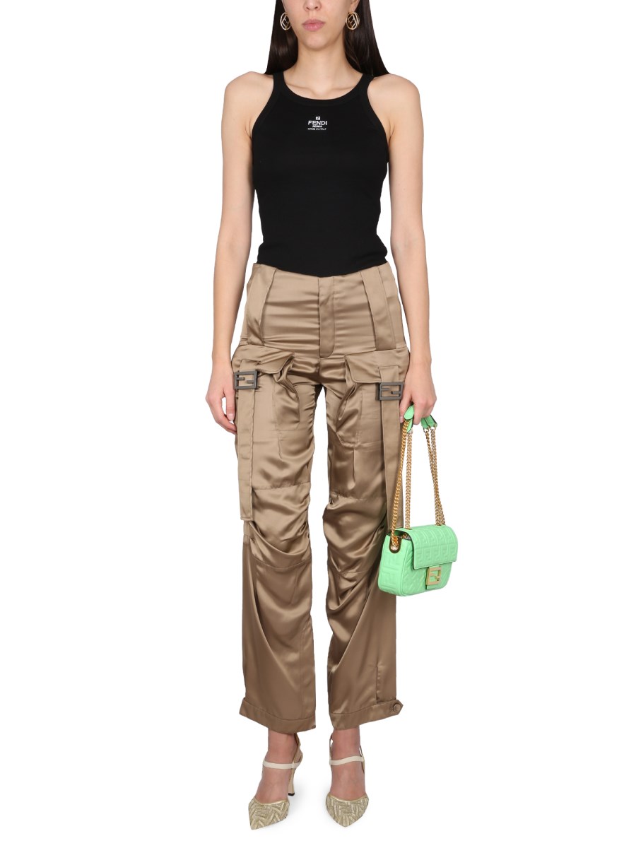 FENDI PANTALONE LUNGO IN SATIN