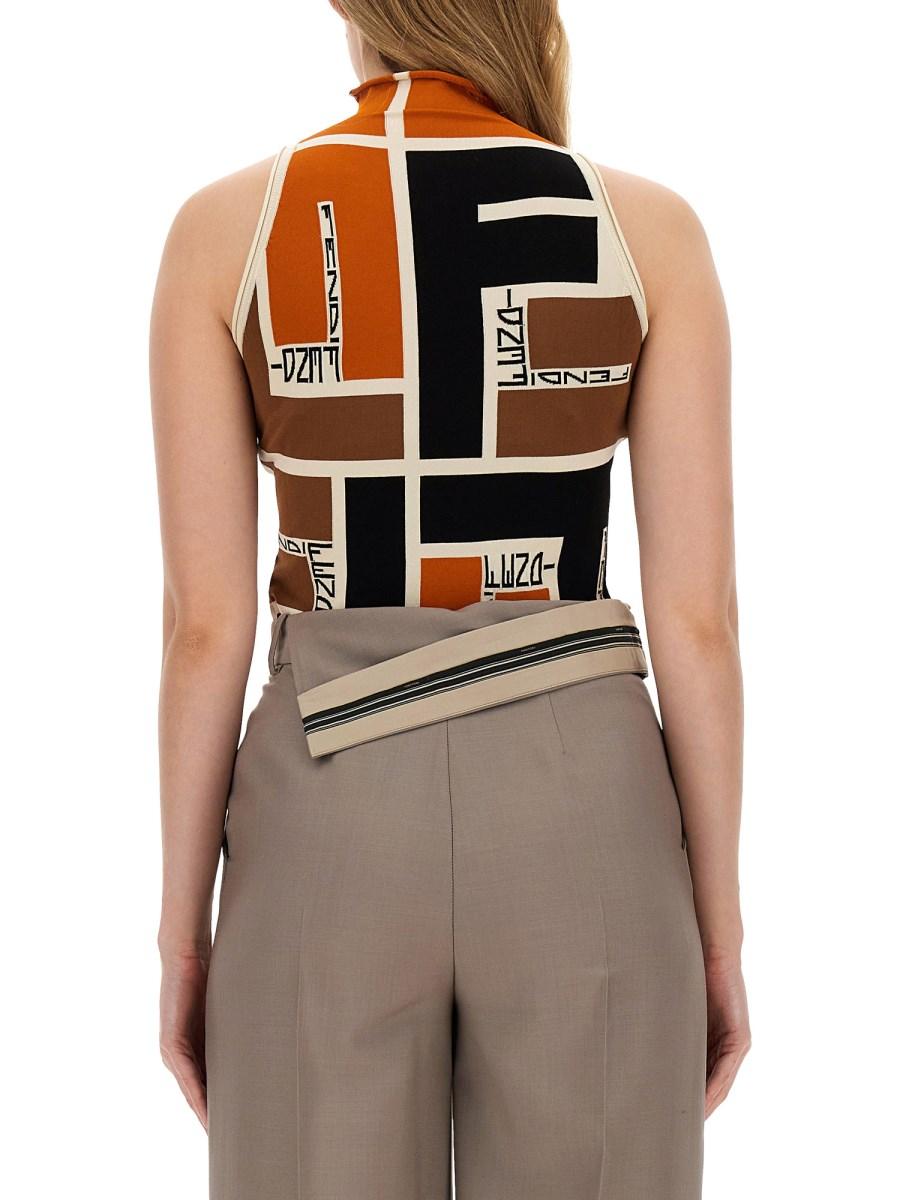 FENDI TOP IN LYCRA GIAPPONESE CON MOTIVO FF PUZZLE