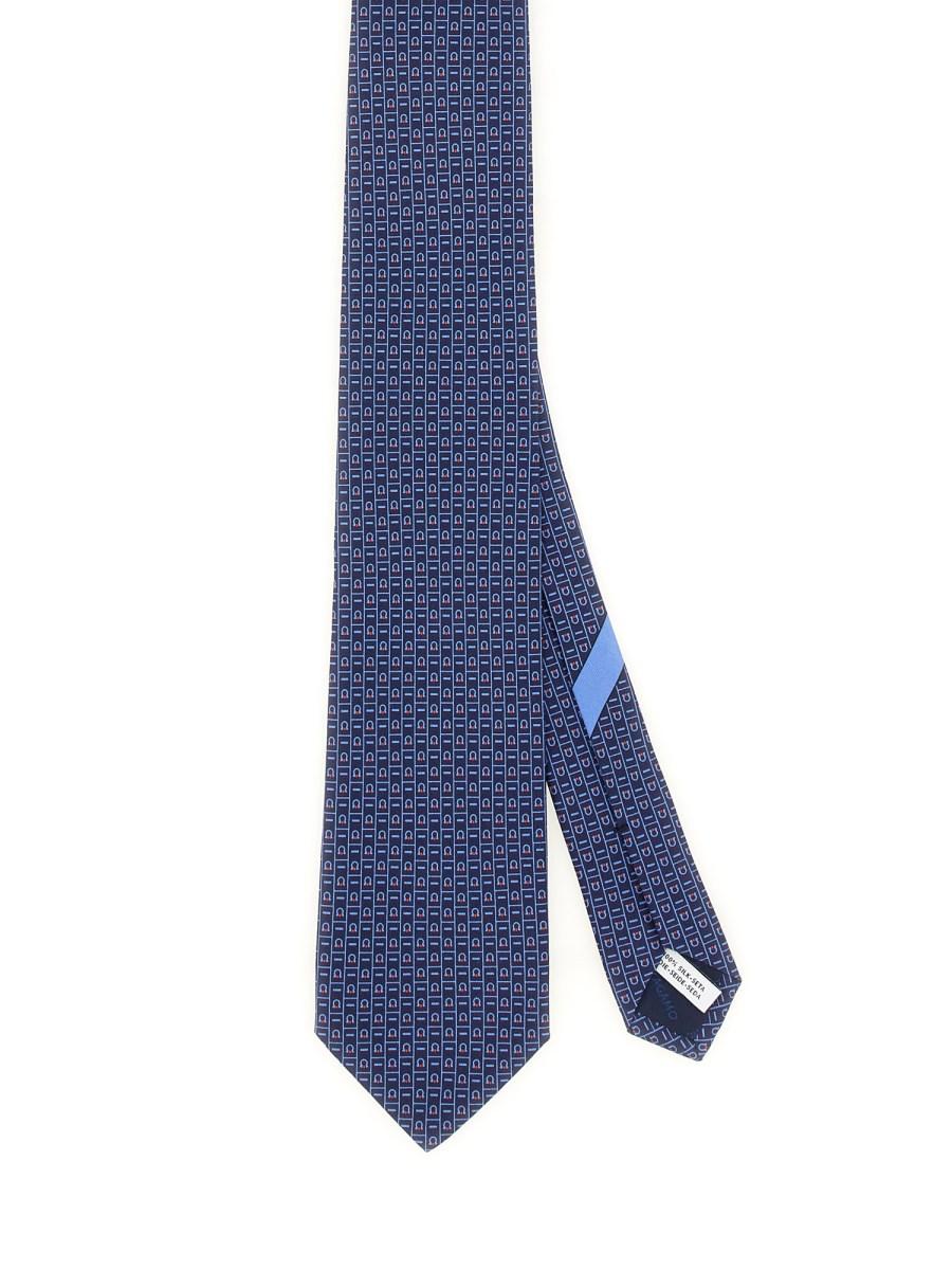 FERRAGAMO CRAVATTA IN SETA CON STAMPA LOGO