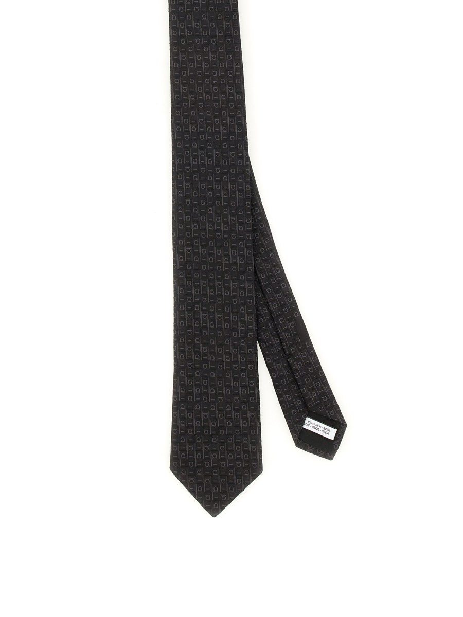 FERRAGAMO CRAVATTA JACQUARD GANCINI IN SETA