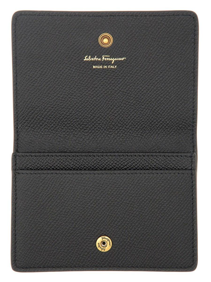 FERRAGAMO PORTA CARTE DI CREDITO GANCINI IN PELLE