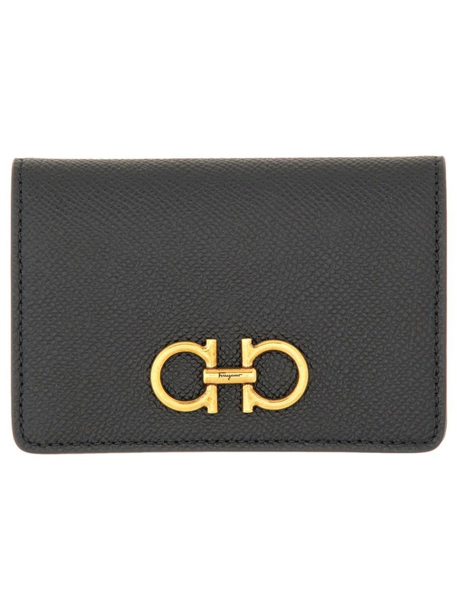 FERRAGAMO PORTA CARTE DI CREDITO GANCINI IN PELLE