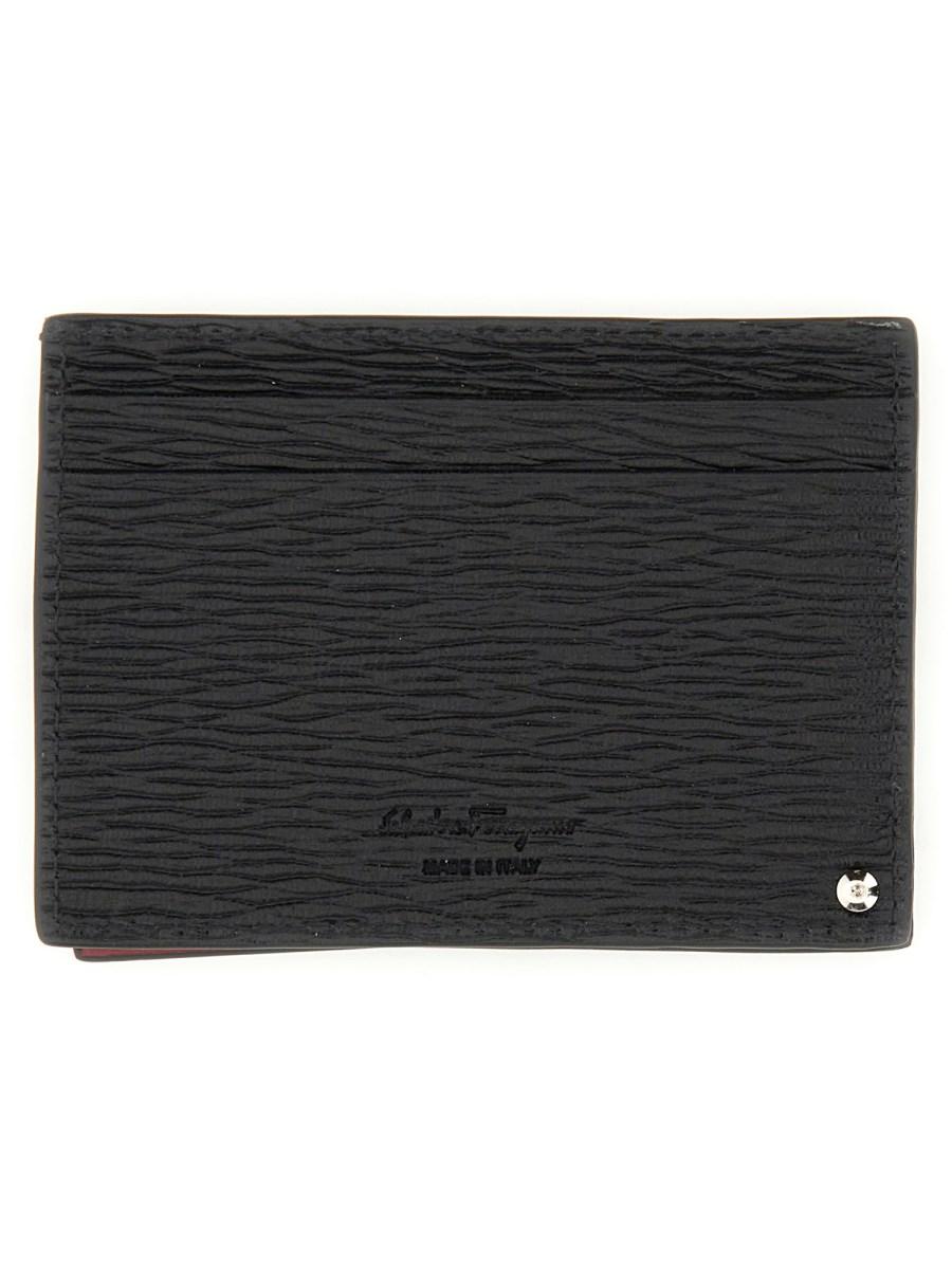 FERRAGAMO PORTACARTE IN PELLE CON LOGO