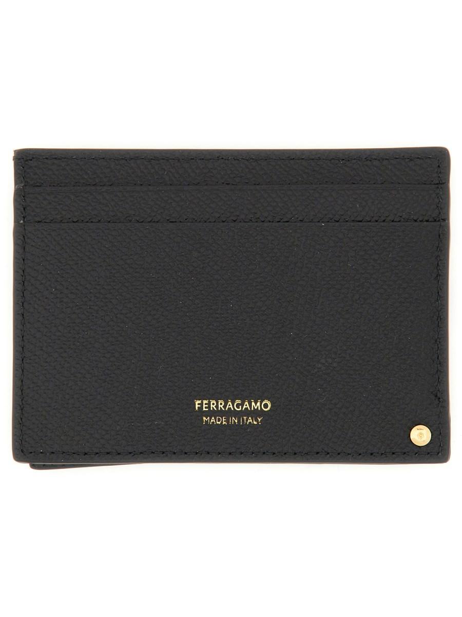 FERRAGAMO PORTACARTE IN PELLE GANCINI
