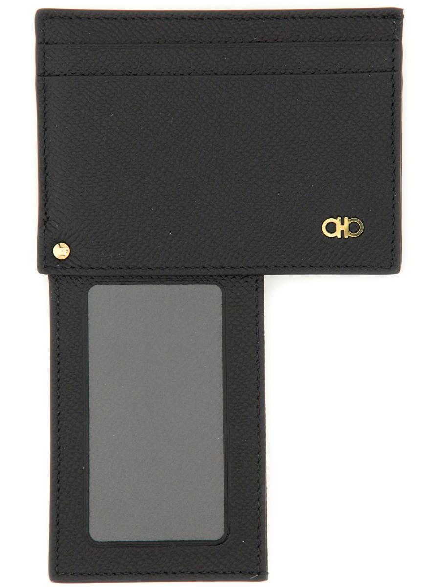 FERRAGAMO PORTACARTE IN PELLE GANCINI