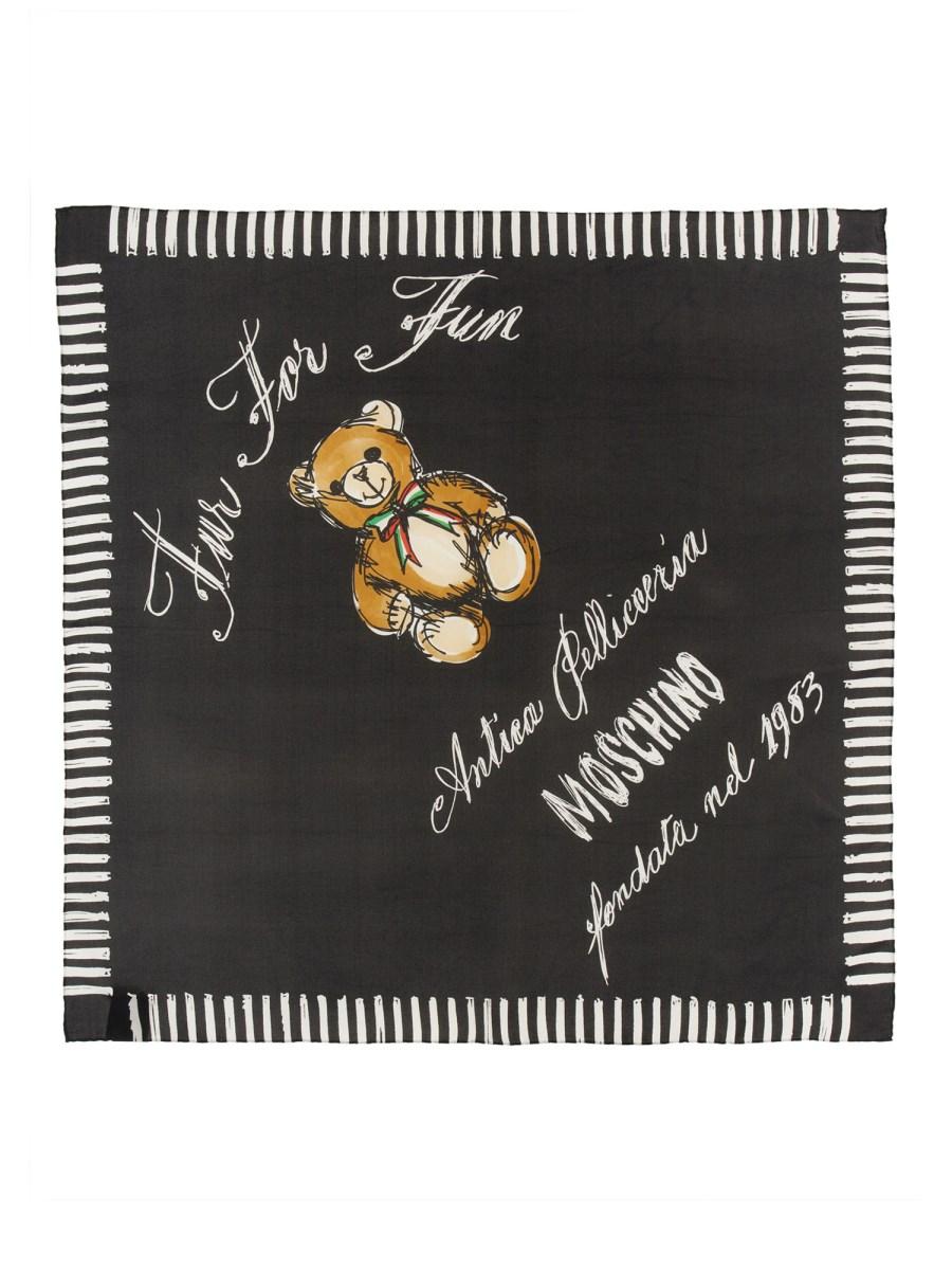 MOSCHINO FOULARD IN SETA CON STAMPA SARTORIAL TEDDY BEAR