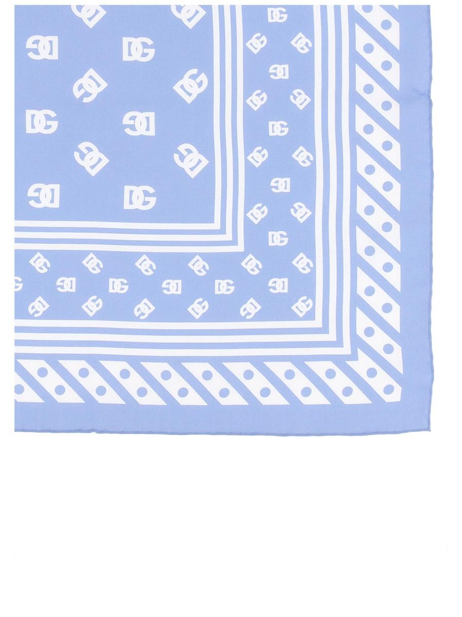 DOLCE & GABBANA FOULARD IN TWILL DI SETA CON STAMPA LOGO