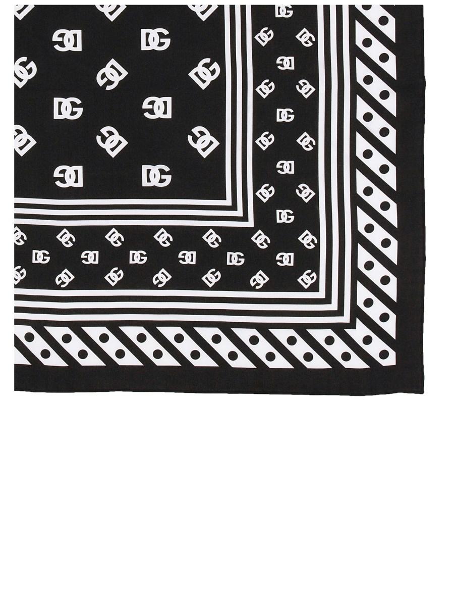 DOLCE & GABBANA FOULARD IN TWILL DI SETA CON STAMPA LOGO