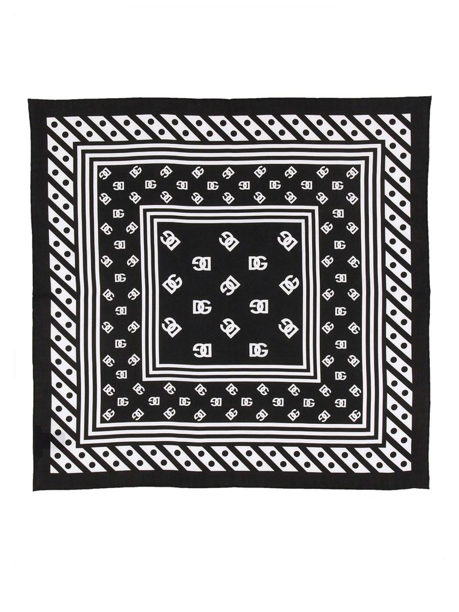 DOLCE & GABBANA FOULARD IN TWILL DI SETA CON STAMPA LOGO