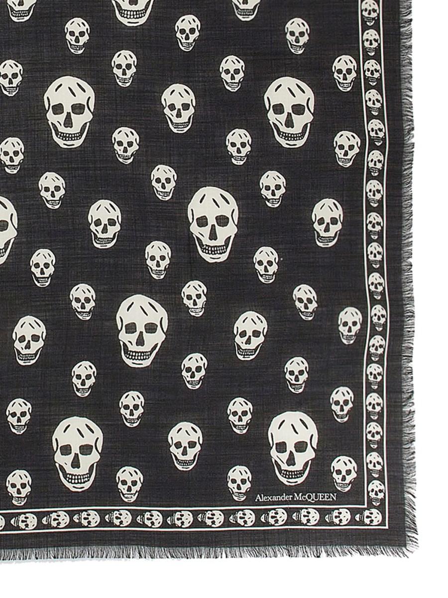 ALEXANDER McQUEEN FOULARD SKULL CLASSICO IN TWILL DI LANA