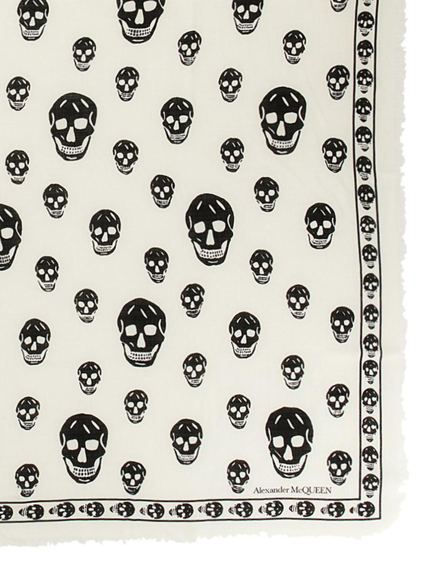 ALEXANDER McQUEEN FOULARD SKULL CLASSICO IN TWILL DI LANA