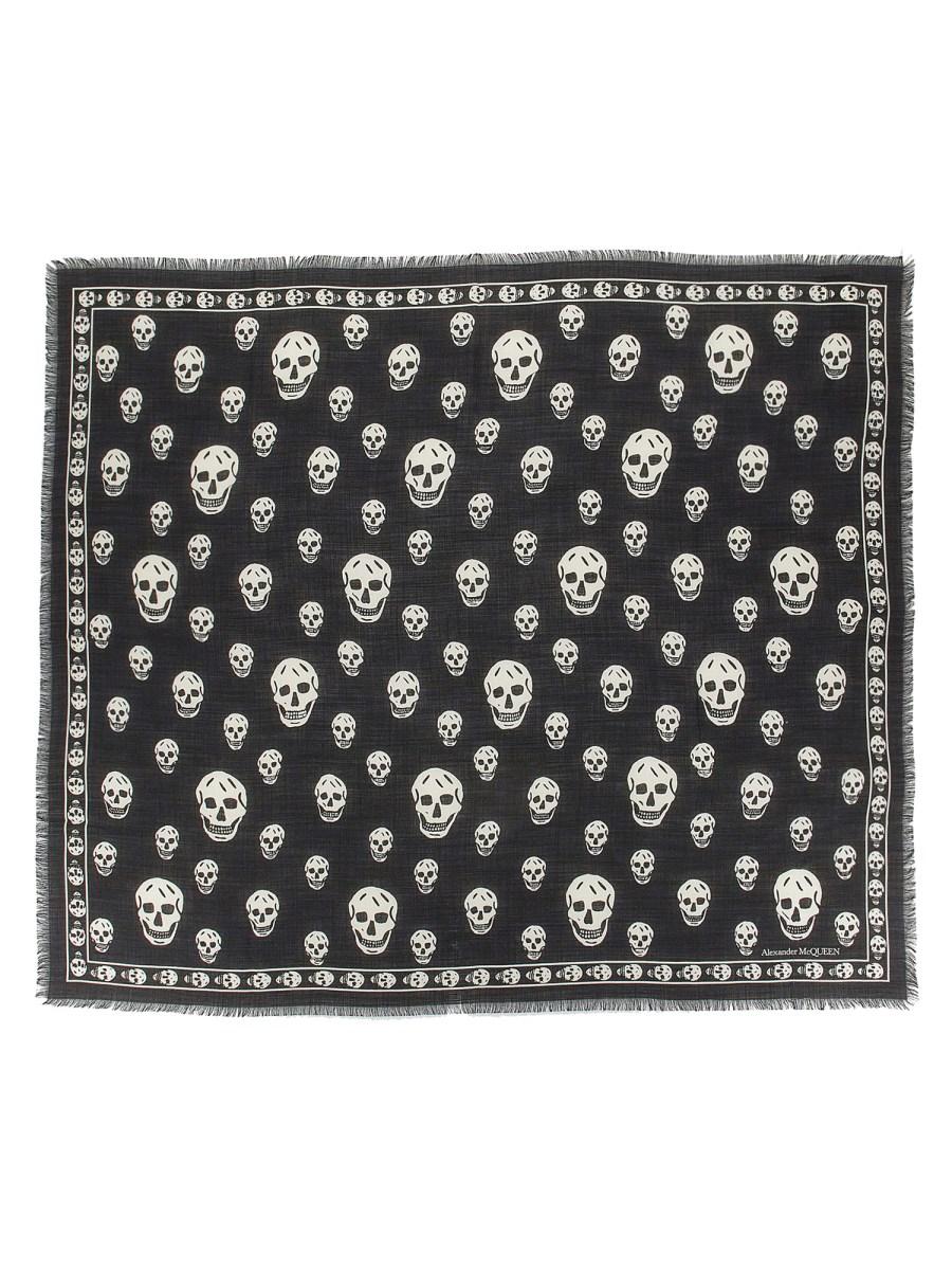 ALEXANDER McQUEEN FOULARD SKULL CLASSICO IN TWILL DI LANA