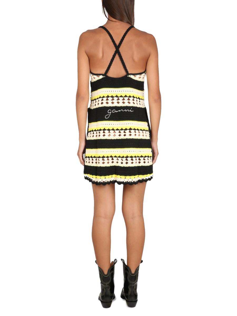 GANNI ABITO CROCHET SLIP CON LOGO