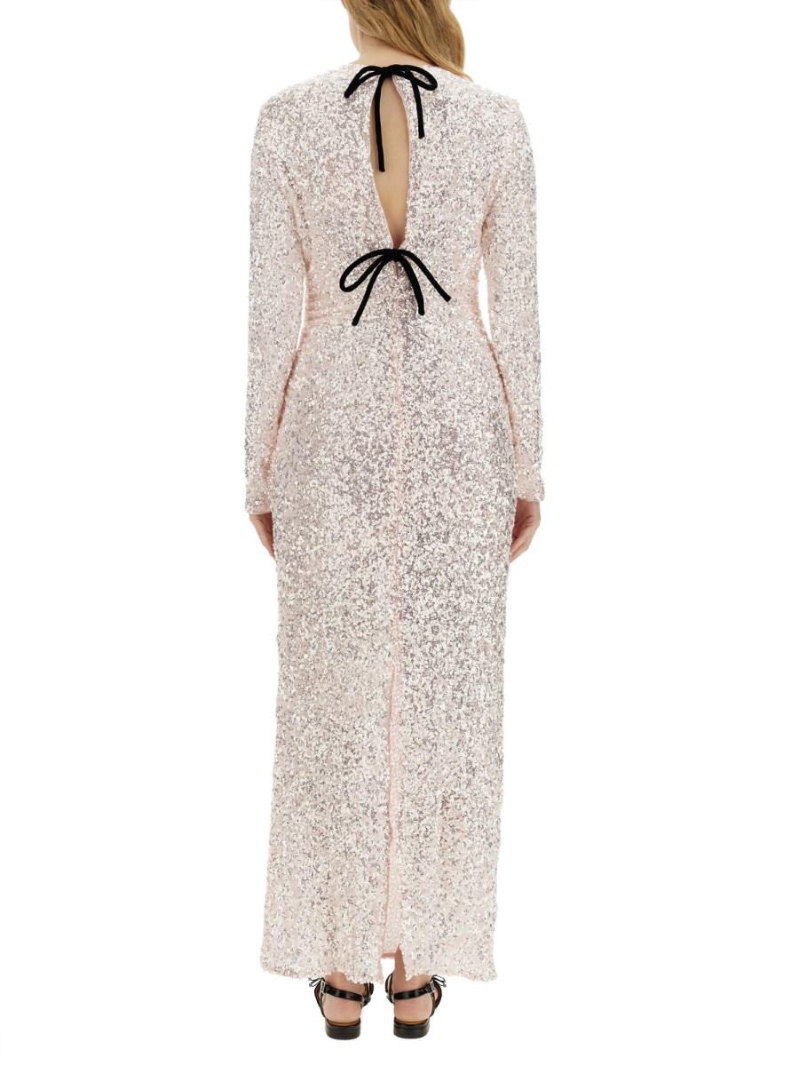 GANNI ABITO MAXI CON PAILLETTES 3D