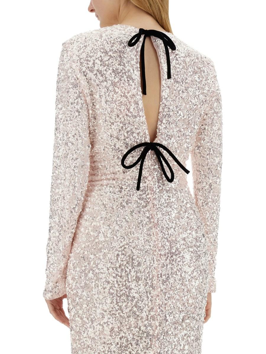 GANNI ABITO MAXI CON PAILLETTES 3D