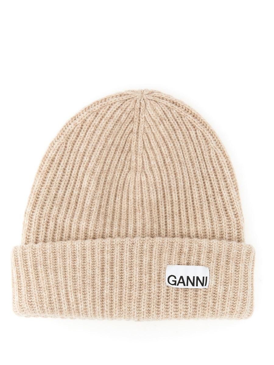 GANNI BERRETTO IN LANA CON LOGO