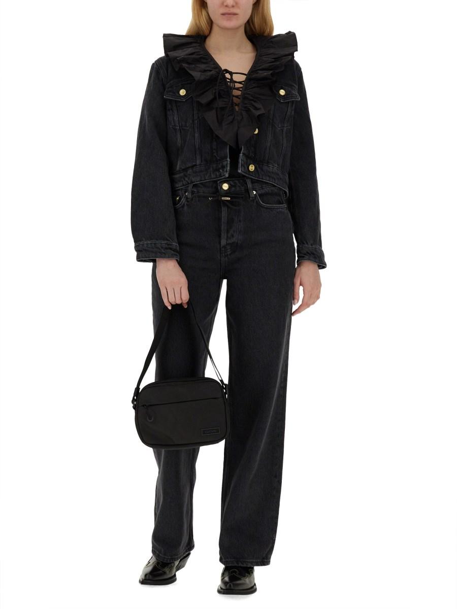 GANNI BLUSA CON RUCHES IN POPELINE DI COTONE