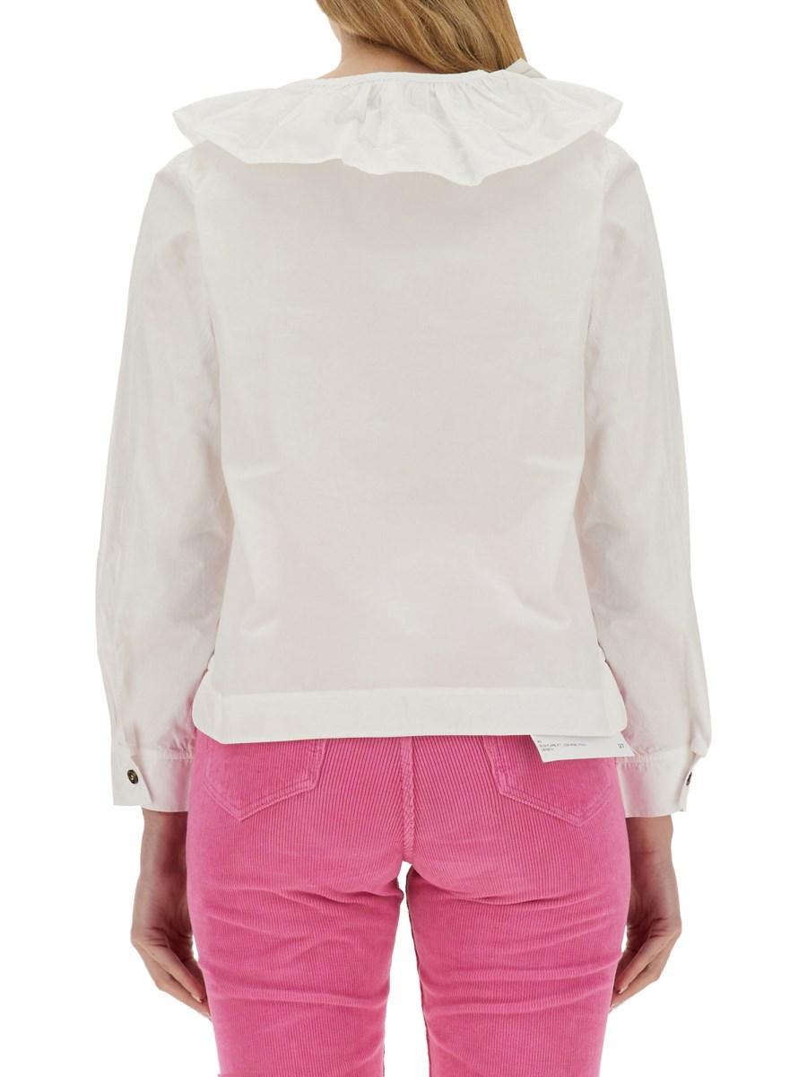 GANNI BLUSA IN POPELINE DI COTONE CON SCOLLO A V