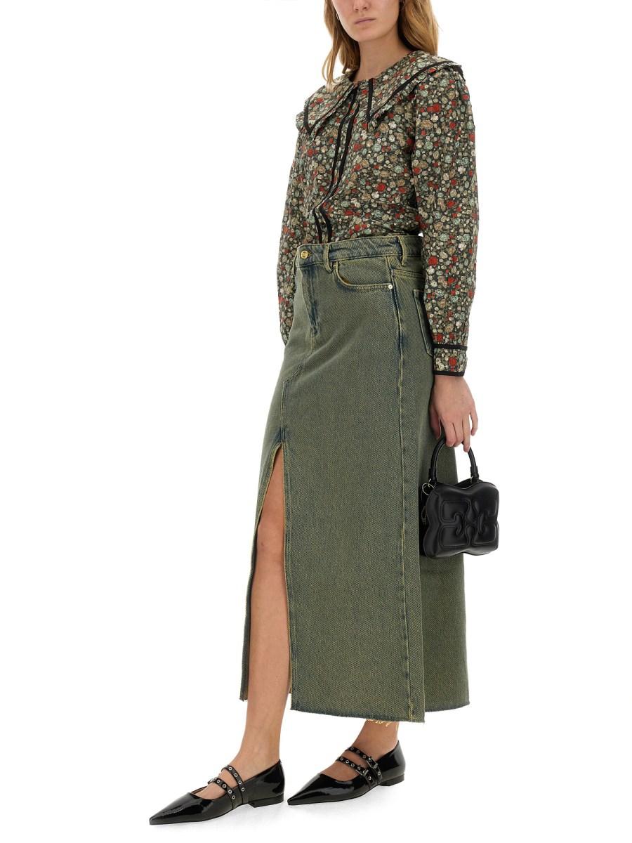 GANNI CAMICIA IN COTONE CON STAMPA FLOREALE