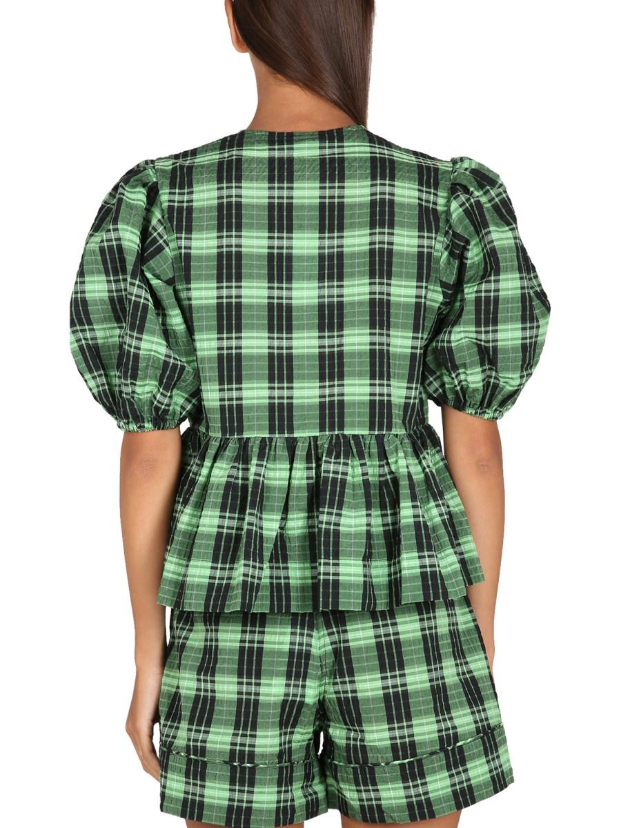 GANNI CAMICIA IN SEERSUCKER IN POPELINE DI COTONE