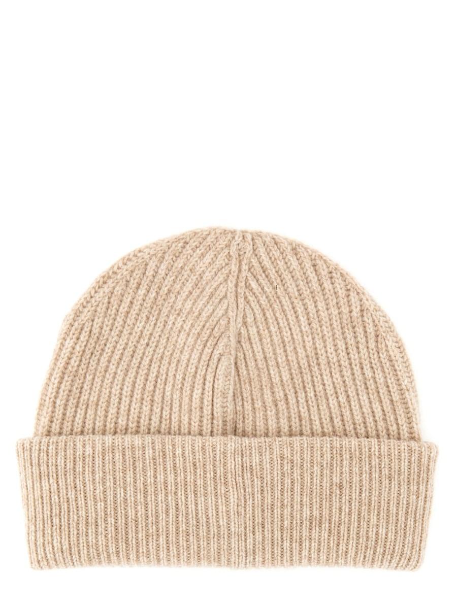 GANNI CAPPELLO BEANIE A COSTE IN LANA CON LOGO