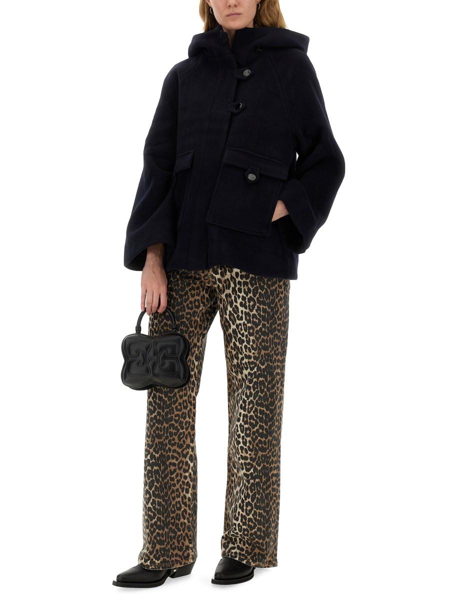 GANNI CAPPOTTO MIDI CON CAPPUCCIO