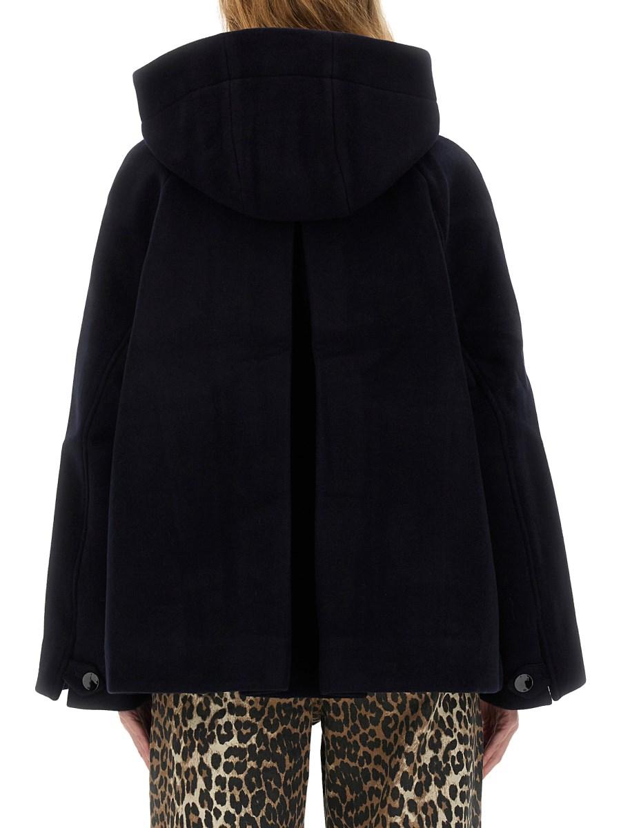 GANNI CAPPOTTO MIDI CON CAPPUCCIO