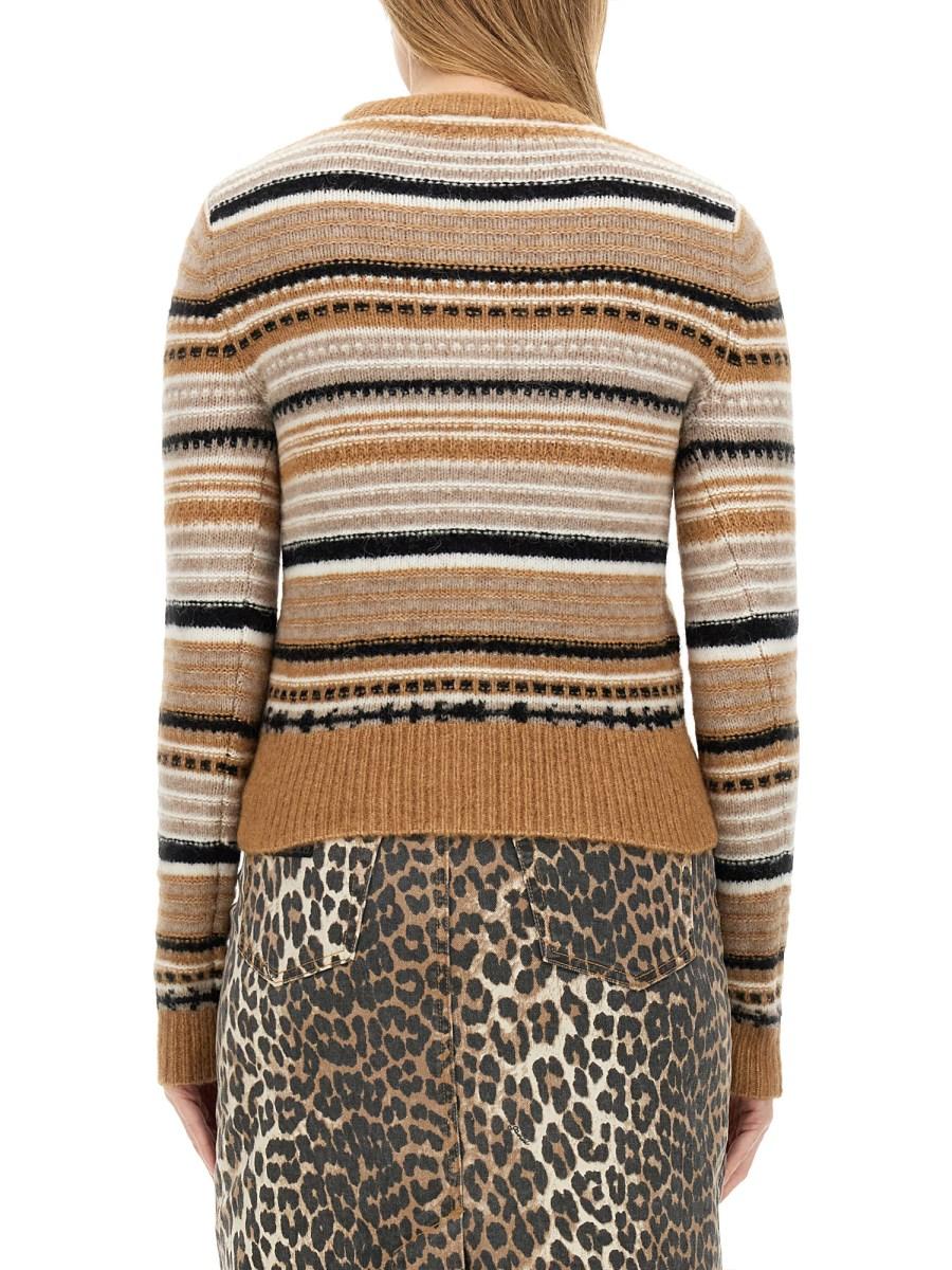 GANNI CARDIGAN IN LANA CON MOTIVO RIGA