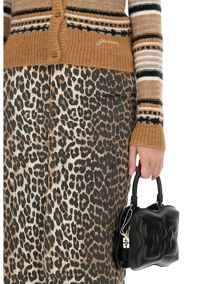 GANNI CARDIGAN IN LANA CON MOTIVO RIGA
