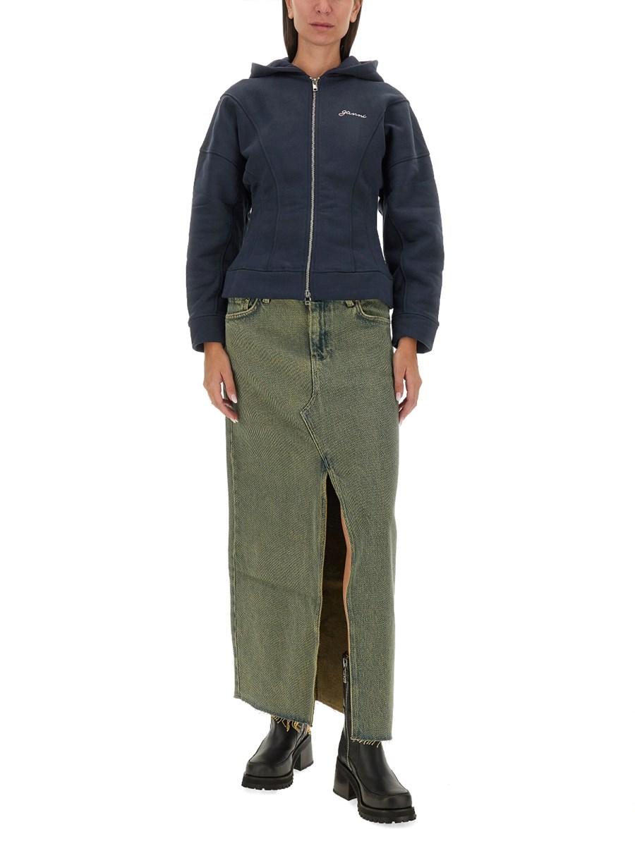 GANNI FELPA IN COTONE CON LOGO