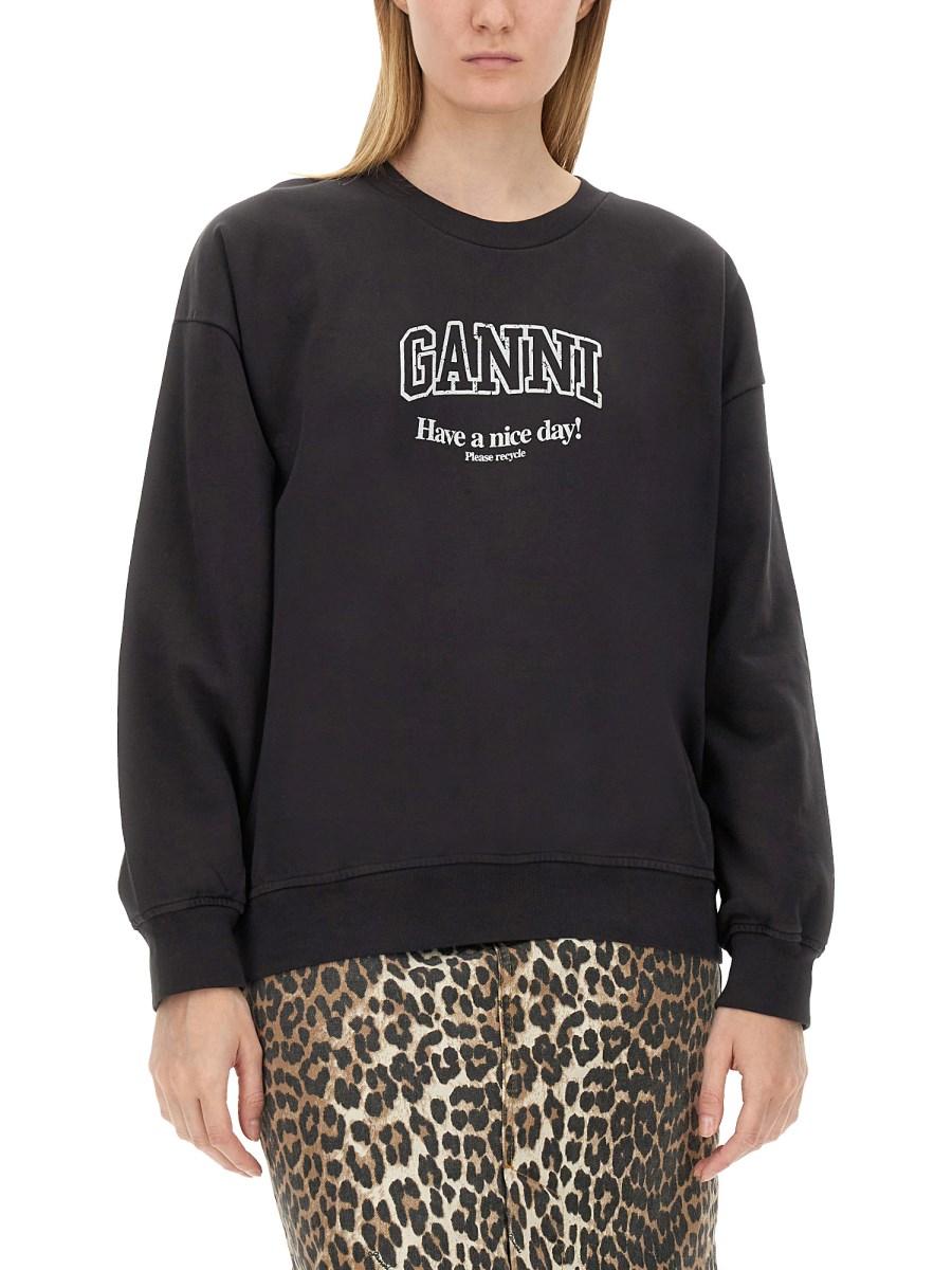 GANNI FELPA IN COTONE CON LOGO