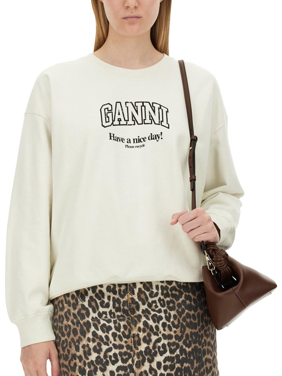 GANNI FELPA IN COTONE CON LOGO