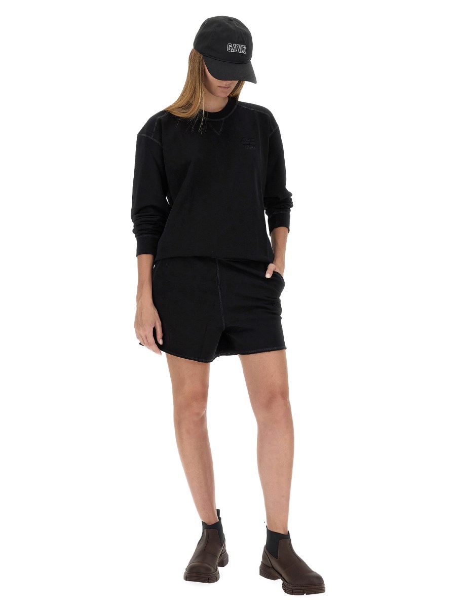 GANNI FELPA IN COTONE CON LOGO