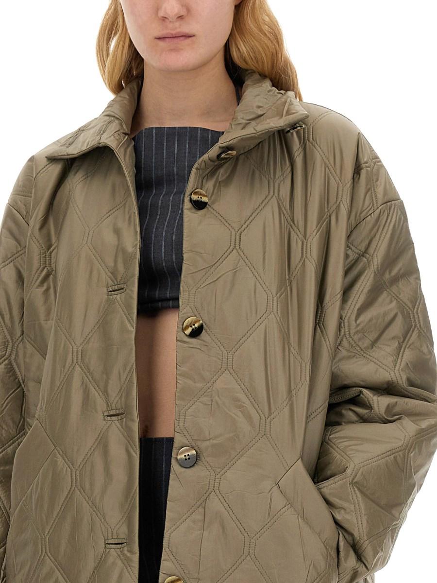 GANNI GIACCA TRAPUNTATA IN NYLON LUCIDO