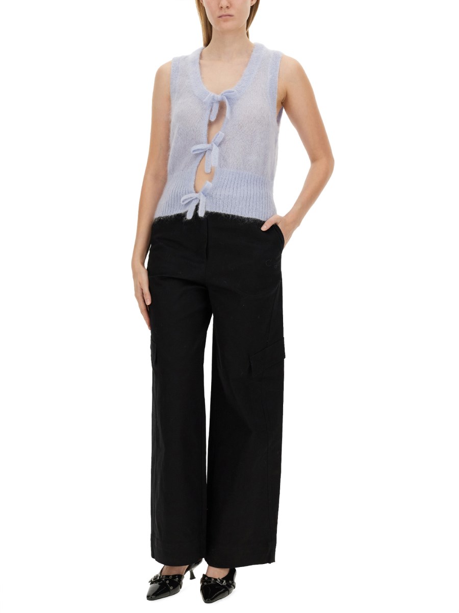 GANNI GILET CON FIOCCO IN MOHAIR