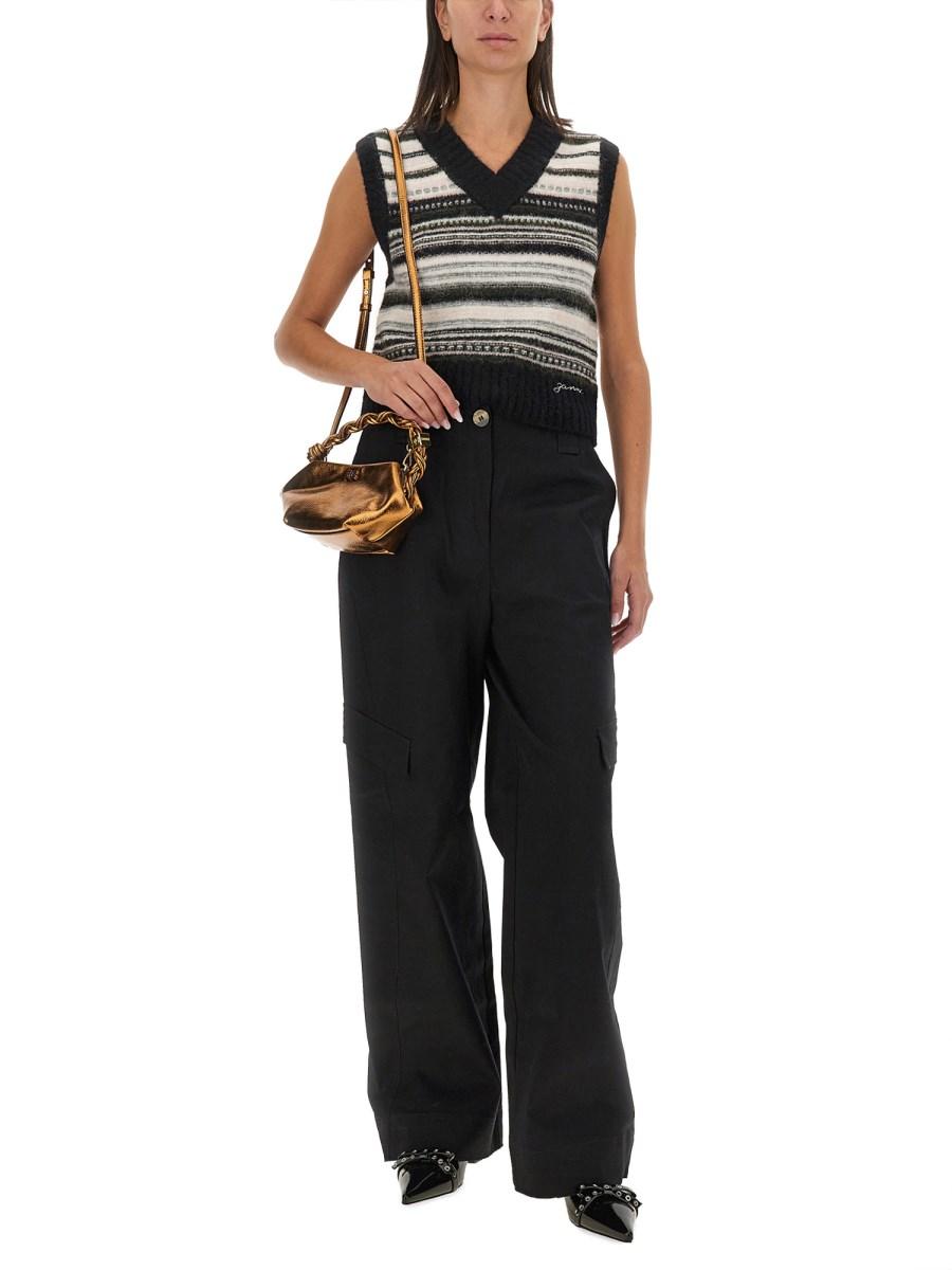 GANNI GILET IN LANA CON LOGO