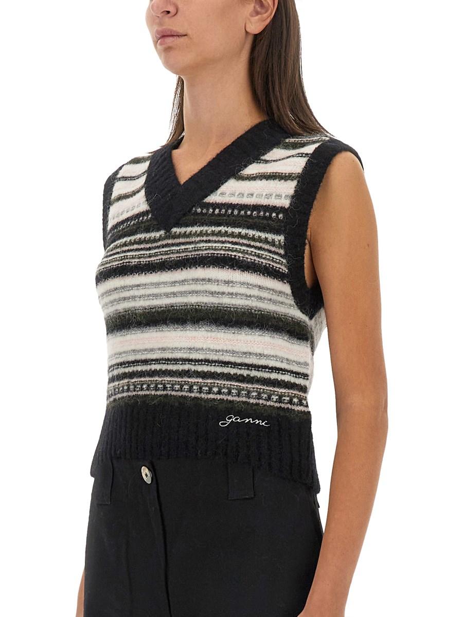 GANNI GILET IN LANA CON LOGO