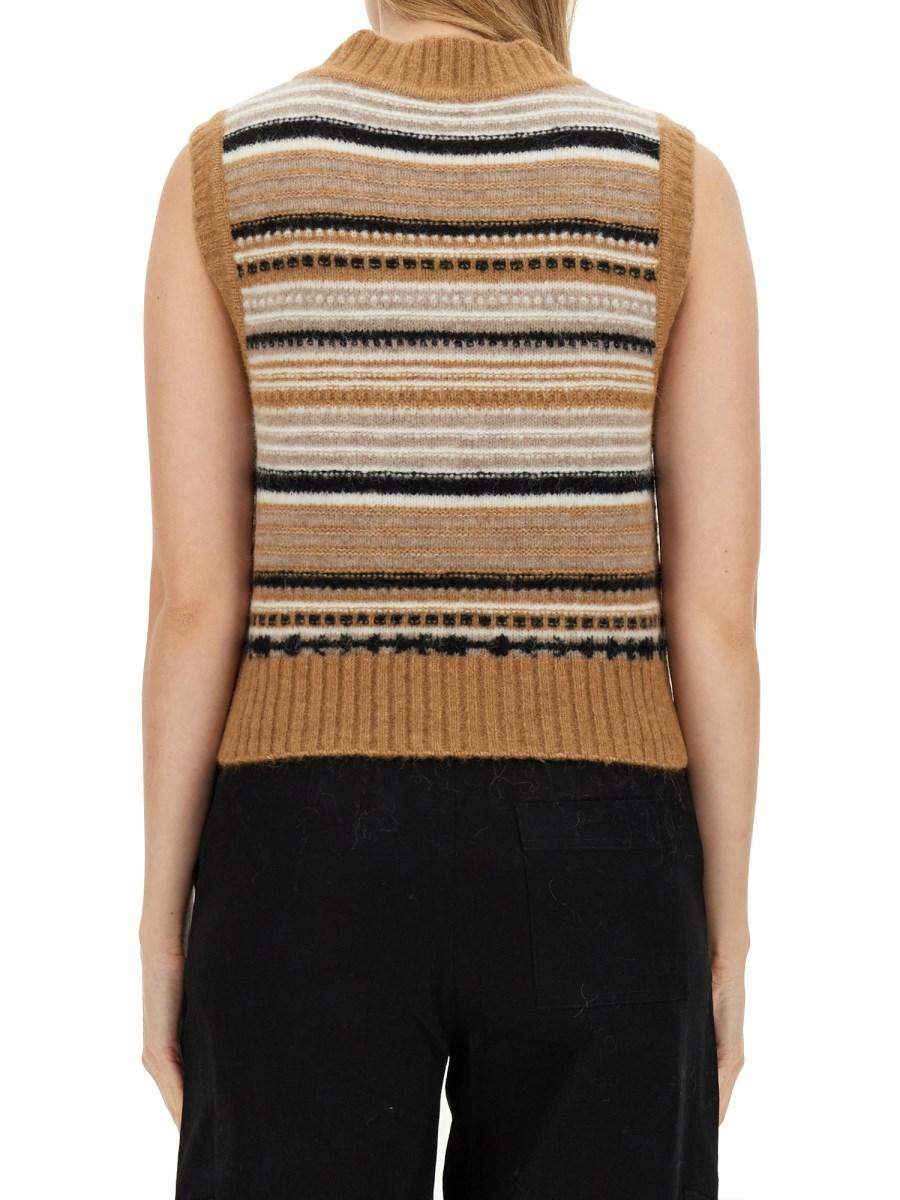 GANNI GILET IN LANA CON SCOLLO A V