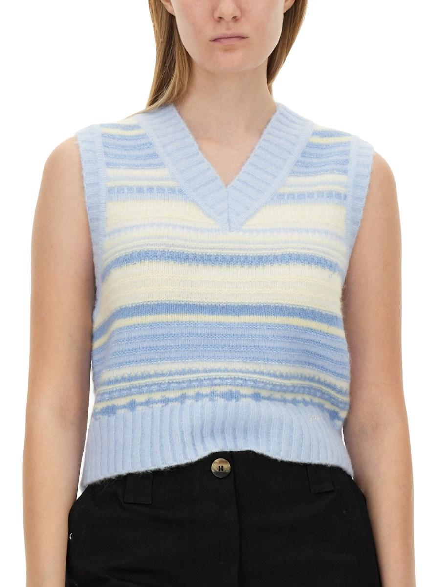 GANNI GILET IN LANA CON SCOLLO A V