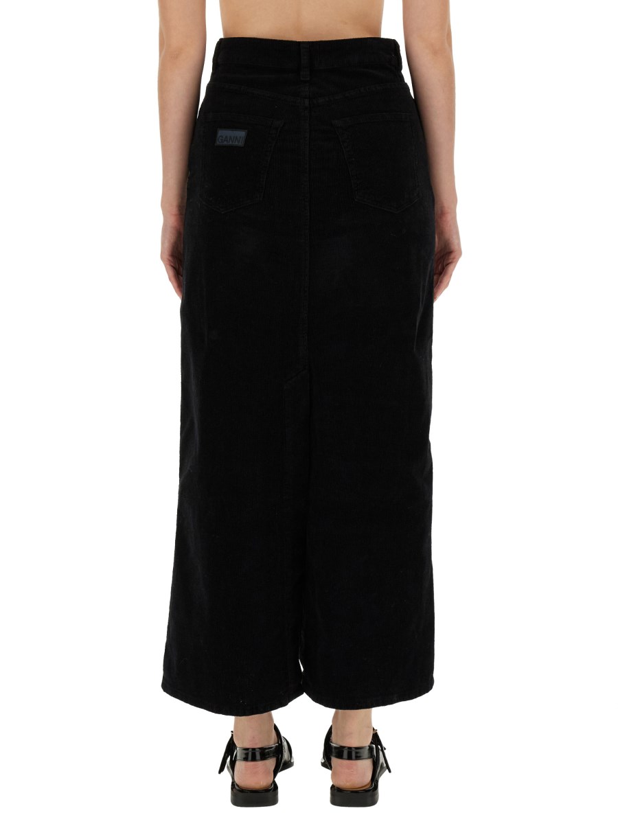 GANNI GONNA MIDI IN DENIM DI COTONE