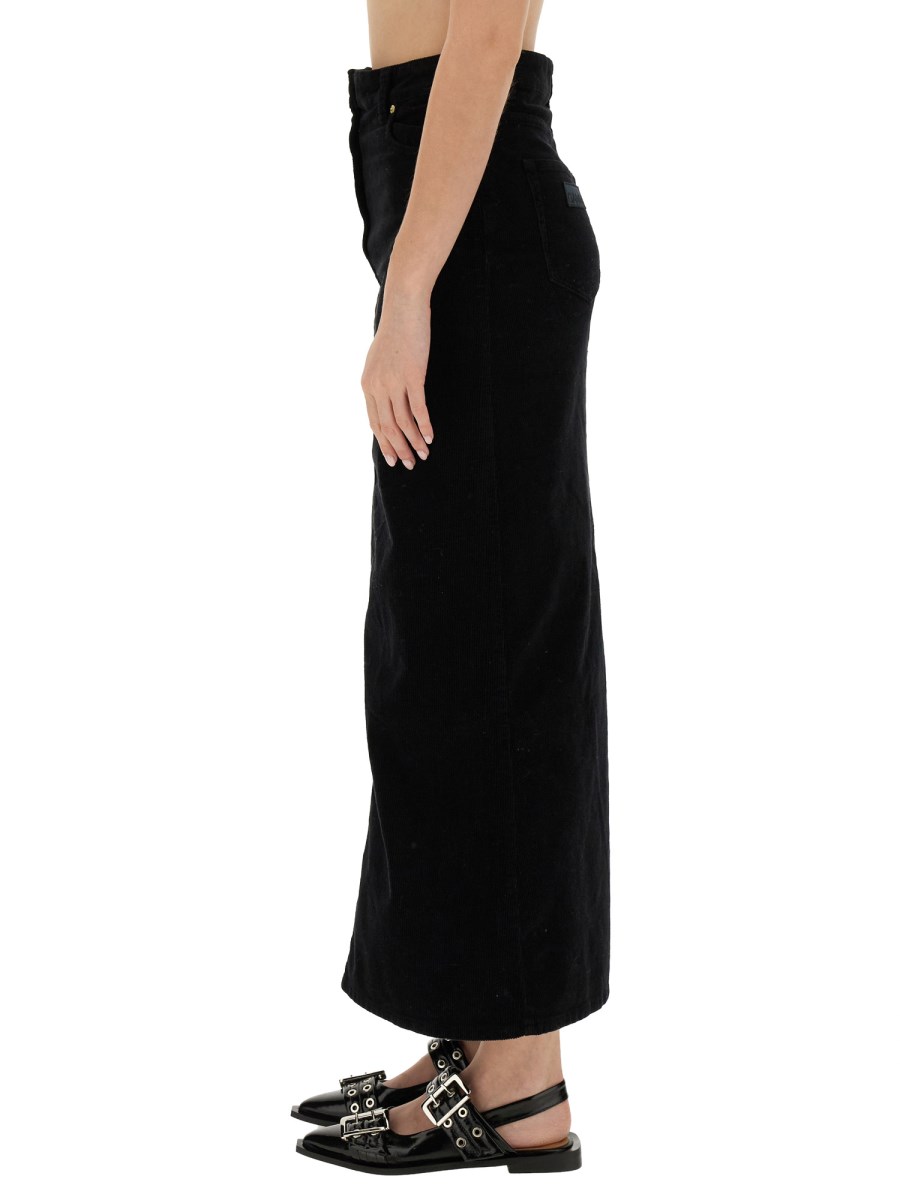 GANNI GONNA MIDI IN DENIM DI COTONE