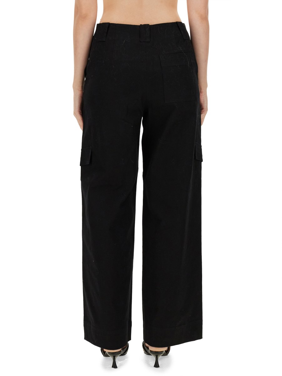 GANNI PANTALONE HERRINGBONE IN COTONE