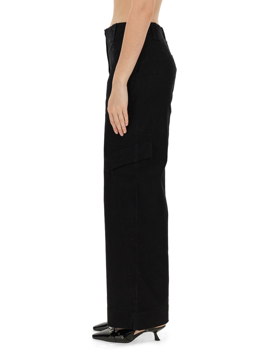 GANNI PANTALONE HERRINGBONE IN COTONE